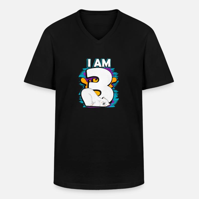 Ich Bin 3 Eisbär - Männer-T-Shirt mit V-Ausschnitt - Schwarz