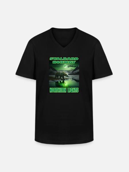 Svalbard Norge Spitsbergen Isbjørn - Klassisk herre T-shirt med V-udskæring - sort