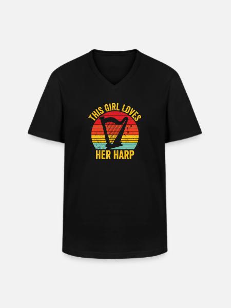 Harpist Harpist Retro - Men's V-Neck T-Shirt - black