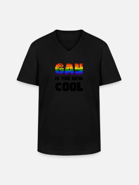 Fierté LGBTQ. Déclaration - T-shirt col V Homme - noir