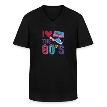 80er Jahre Retro Vintage Kostüm Liebe 80er Jahre 1980 - Männer-T-Shirt mit V-Ausschnitt - Schwarz - Vorne - AI Model Male 178 dark (178cm)