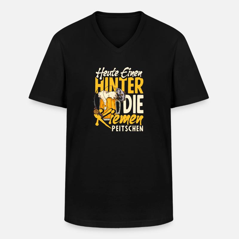 Heute einen hinter die Kiemen peitschen Bier - Männer-T-Shirt mit V-Ausschnitt - Schwarz
