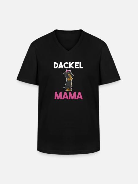 Hund Dackel Mama - Männer-T-Shirt mit V-Ausschnitt - Schwarz