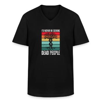 Généalogie Généalogie Généalogiste - T-shirt col V Homme - noir - Devant - AI Model Male 178 dark (178cm)