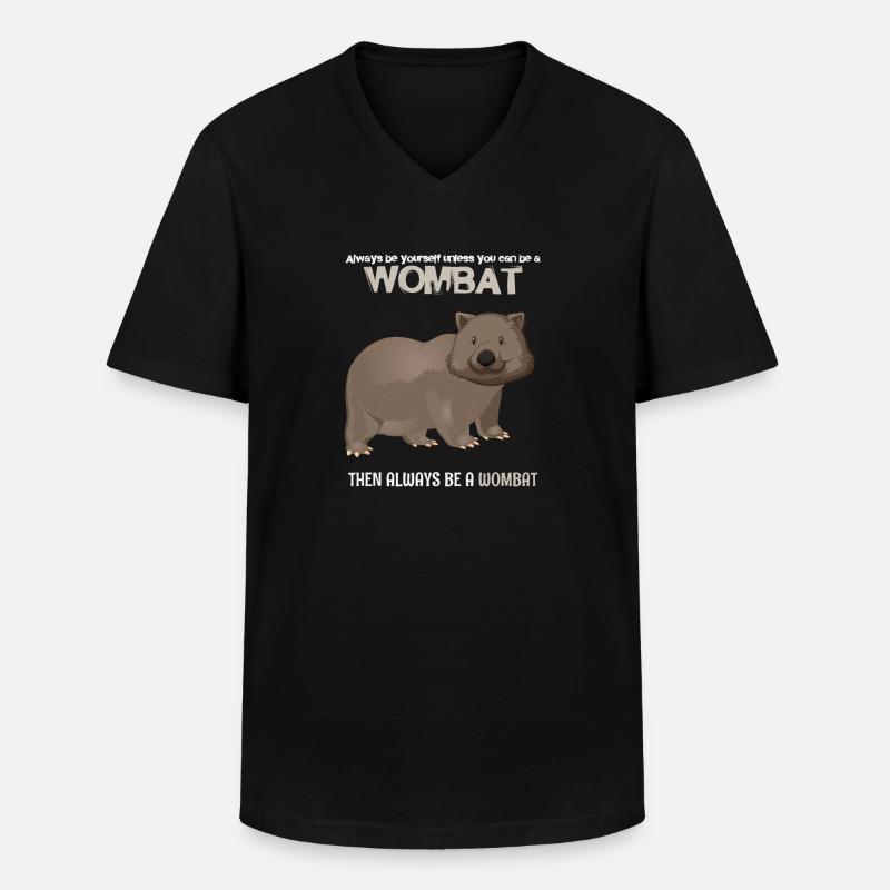 Wombat - Männer-T-Shirt mit V-Ausschnitt - Schwarz