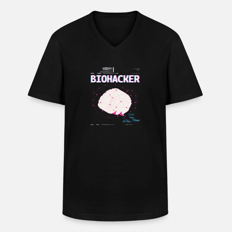 Biohacker Biohacking - T-shirt col V Homme - noir