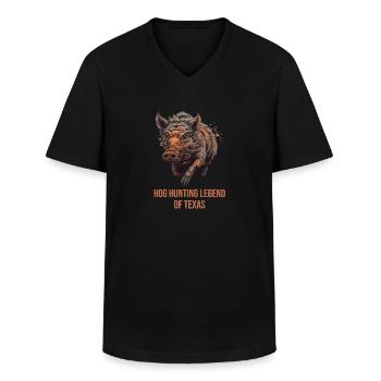 Hog Hunting Legend OF Texas - Men's V-Neck T-Shirt - black - Front - AI Model Male 178 dark (178cm)