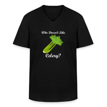 Healthy Food Vegetables Celery Eating - Men's V-Neck T-Shirt - black - Front - AI Model Male 178 dark (178cm)