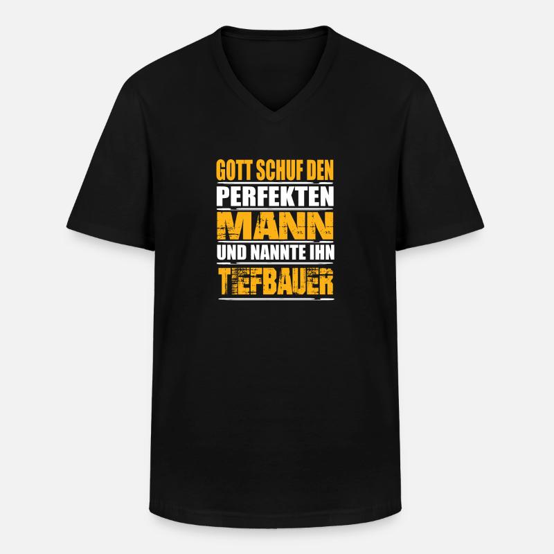 Tiefbauer - Männer-T-Shirt mit V-Ausschnitt - Schwarz