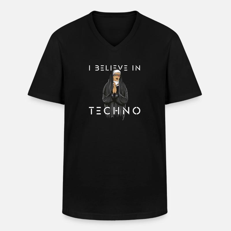 Techno Nun 2 - Männer-T-Shirt mit V-Ausschnitt - Schwarz