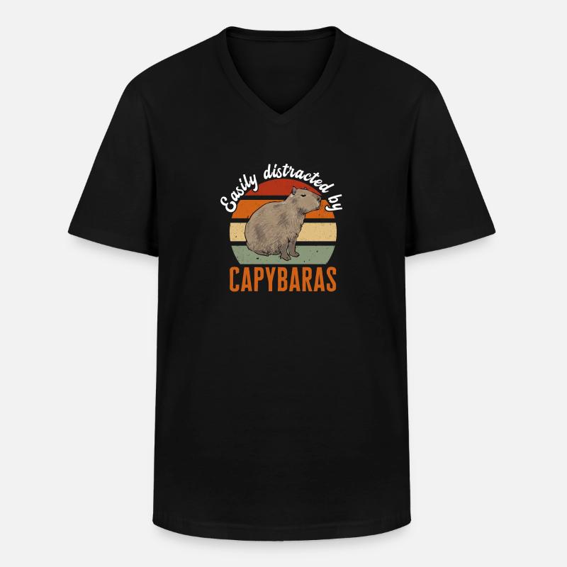 Capybara Nagetier - Männer-T-Shirt mit V-Ausschnitt - Schwarz