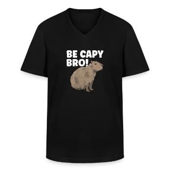 Rongeur Capybara - T-shirt col V Homme - noir - Devant - AI Model Male 178 dark (178cm)