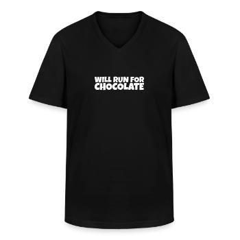 Runner Running Athlète Chocolat Amoureux Cadeau - T-shirt col V Homme - noir - Devant - AI Model Male 178 dark (178cm)