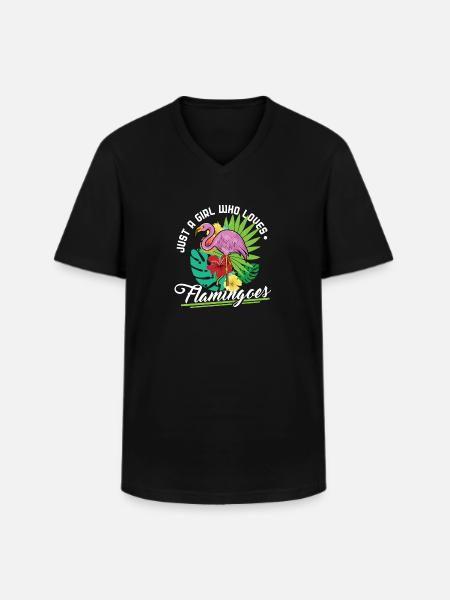 Flamingo Mädchen - Männer-T-Shirt mit V-Ausschnitt - Schwarz