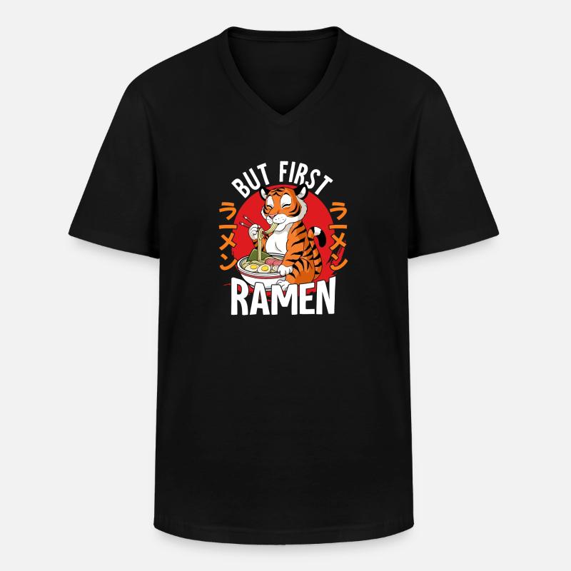 But First Ramen - Männer-T-Shirt mit V-Ausschnitt - Schwarz