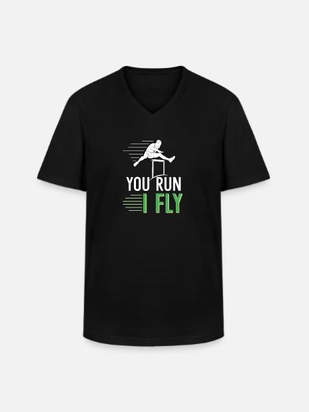 Du rennst, ich fliege - Männer-T-Shirt mit V-Ausschnitt - Schwarz