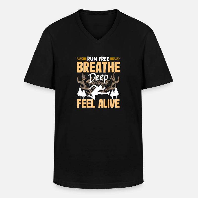 Run free feel alive - Men's V-Neck T-Shirt - black
