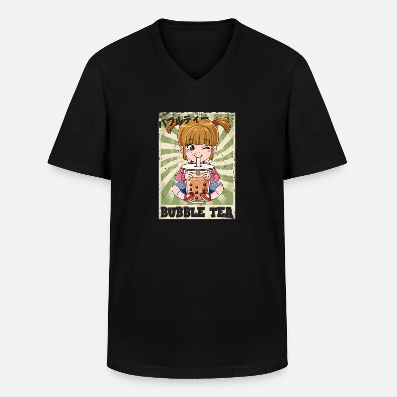 Boba Tea Mädchen Bubble Tea - Männer-T-Shirt mit V-Ausschnitt - Schwarz