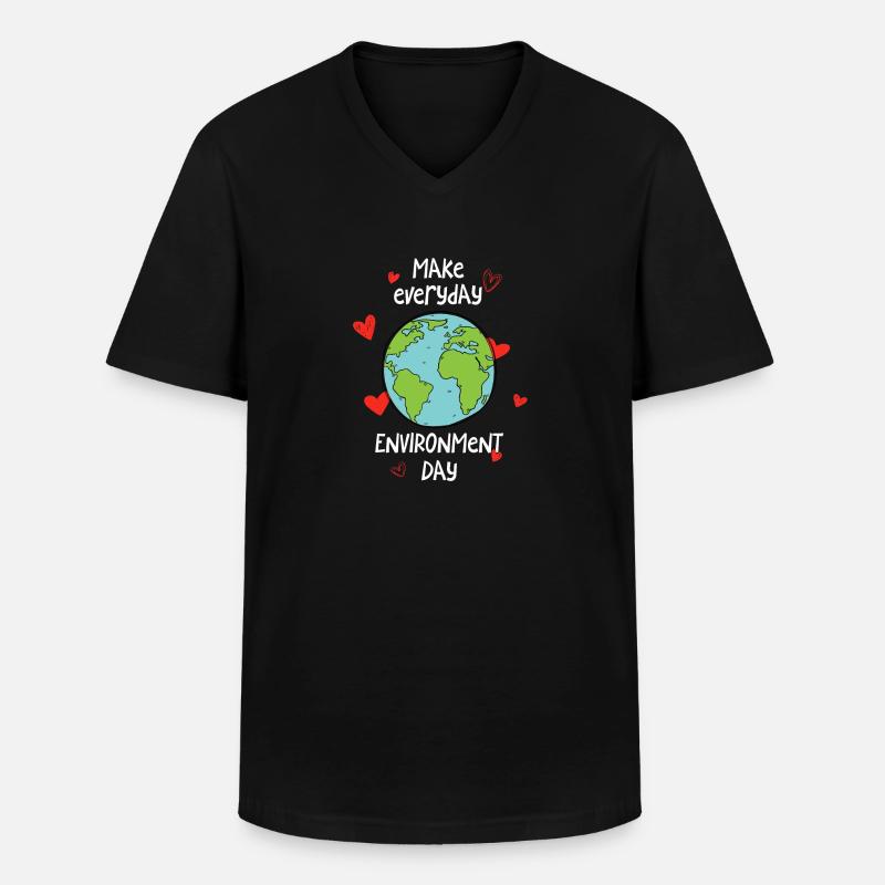 Make everyday environment day - Männer-T-Shirt mit V-Ausschnitt - Schwarz