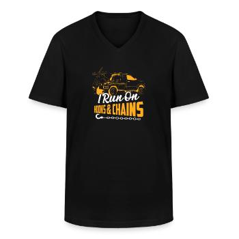 I Run On Hooks & Chains Trucking Tow Truck Driver - Männer-T-Shirt mit V-Ausschnitt - Schwarz - Vorne - AI Model Male 178 dark (178cm)