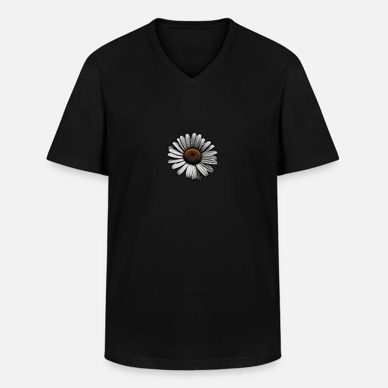 Gänseblümchen Sillouetthe - Männer-T-Shirt mit V-Ausschnitt - Schwarz