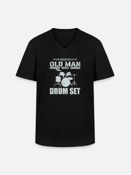 Redhead Drummer I Destroy Silence - Men's V-Neck T-Shirt - black