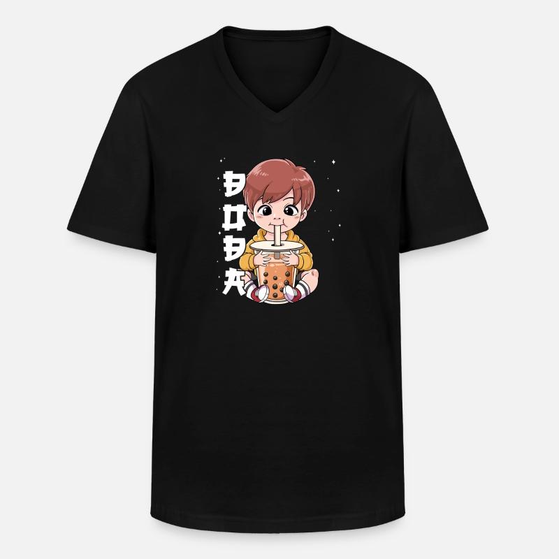 Boba Tea Junge Bubble Tea - Männer-T-Shirt mit V-Ausschnitt - Schwarz