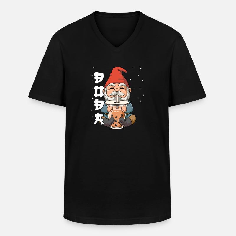 Boba Tea Gnom Bubble Tea - Männer-T-Shirt mit V-Ausschnitt - Schwarz