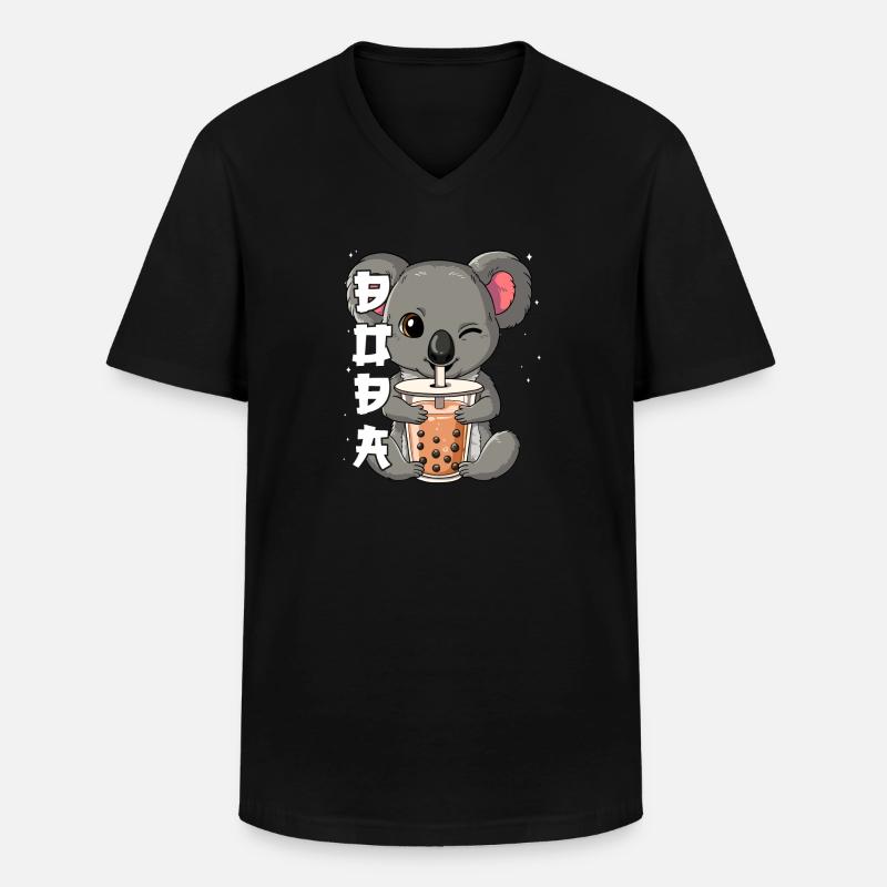 Boba Tea Koala Bubble Tea - Männer-T-Shirt mit V-Ausschnitt - Schwarz