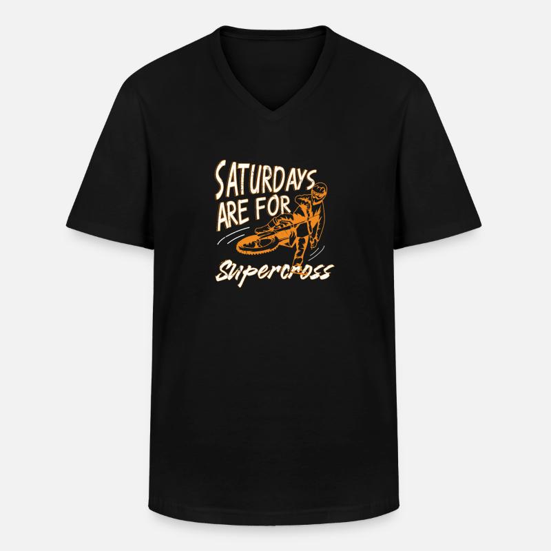 Saturdays For Supercross - Männer-T-Shirt mit V-Ausschnitt - Schwarz