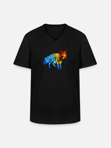 Farbspritzer Fuchs Bunter Fuchs - Männer-T-Shirt mit V-Ausschnitt - Schwarz