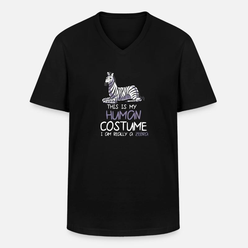 Zebra - Männer-T-Shirt mit V-Ausschnitt - Schwarz
