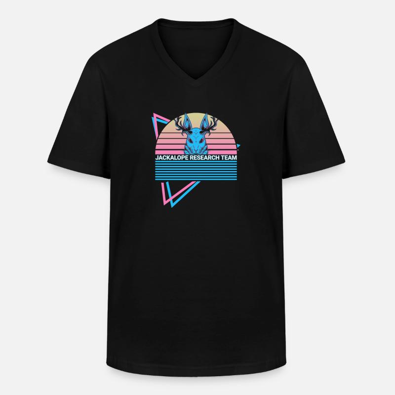 Schakalope Retro Kryptide - Männer-T-Shirt mit V-Ausschnitt - Schwarz
