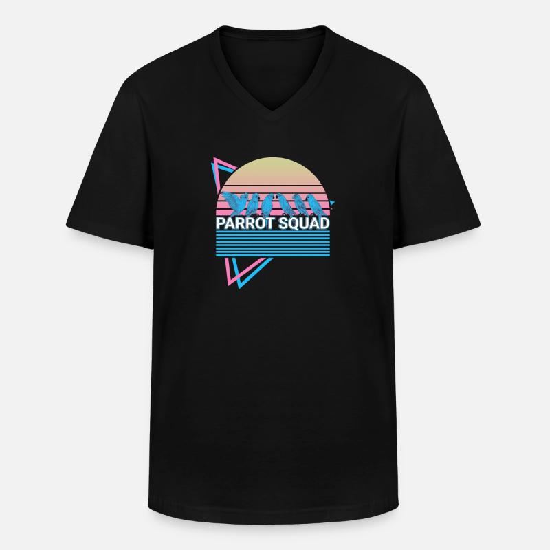 Parrot Squad Nymphensittich Retro - Männer-T-Shirt mit V-Ausschnitt - Schwarz