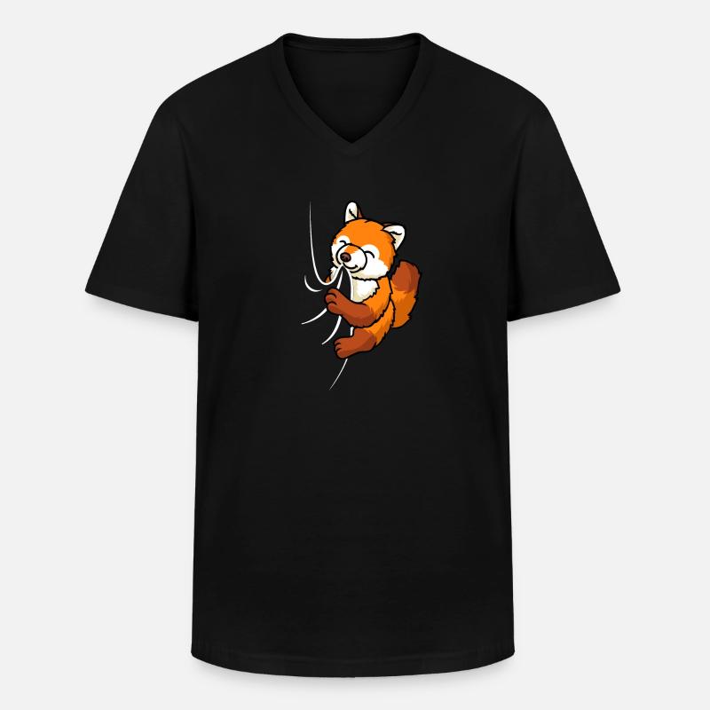 Biting Fox - Männer-T-Shirt mit V-Ausschnitt - Schwarz
