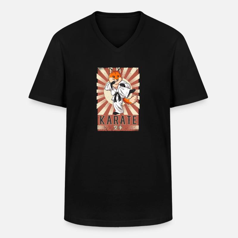 Karate - Männer-T-Shirt mit V-Ausschnitt - Schwarz