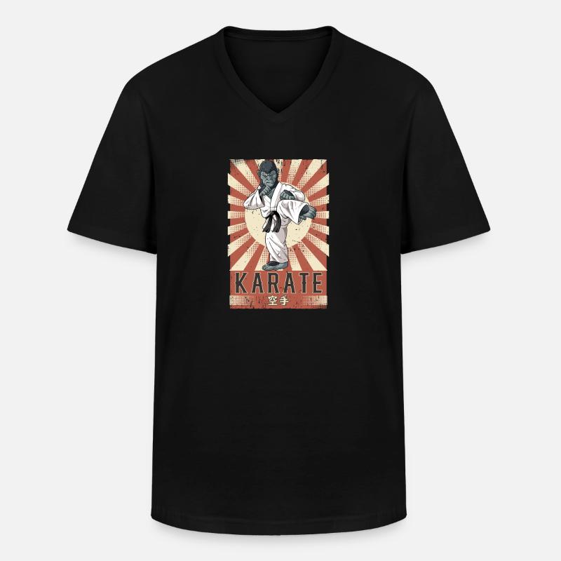 Karate - Männer-T-Shirt mit V-Ausschnitt - Schwarz