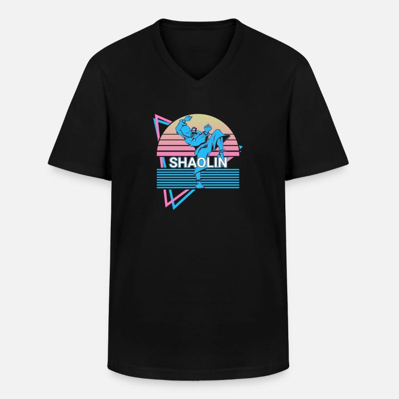 Kung Fu Retro - Männer-T-Shirt mit V-Ausschnitt - Schwarz