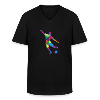 Low Poly Torwart Polygon Fußball - Männer-T-Shirt mit V-Ausschnitt - Schwarz - Vorne - AI Model Male 178 dark (178cm)