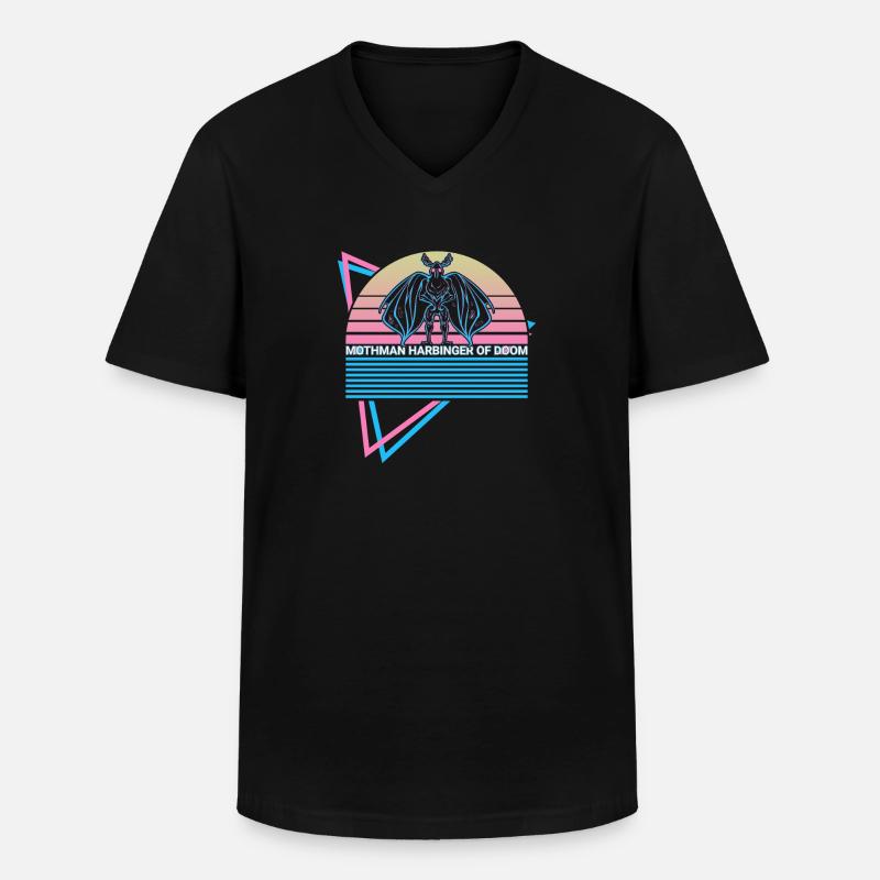 Mothman Kryptide Retro - Männer-T-Shirt mit V-Ausschnitt - Schwarz