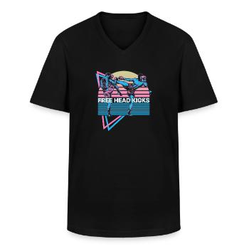 Muay Thai Kickboxen Retro - Männer-T-Shirt mit V-Ausschnitt - Schwarz - Vorne - AI Model Male 178 dark (178cm)