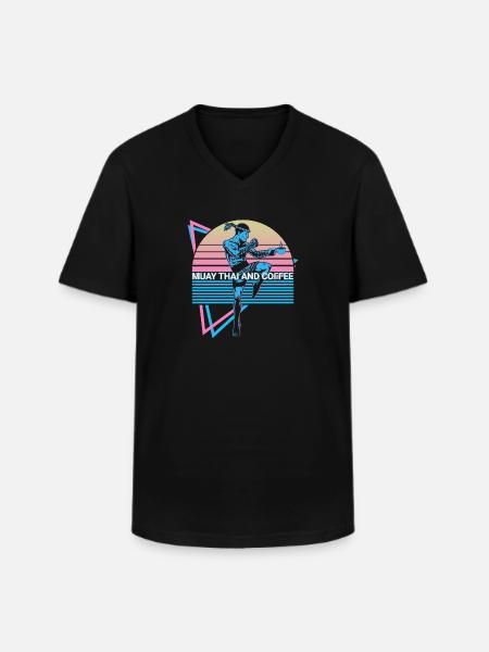 Muay Thai Kickboxing Retro - Men's V-Neck T-Shirt - black