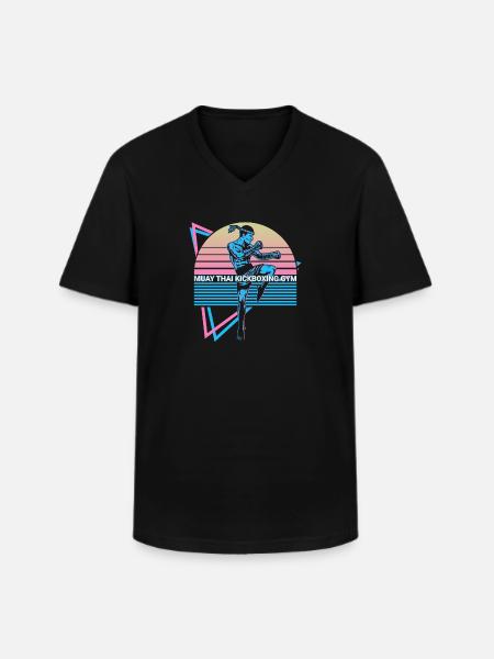 Muay Thai Kickboxen Retro - Männer-T-Shirt mit V-Ausschnitt - Schwarz