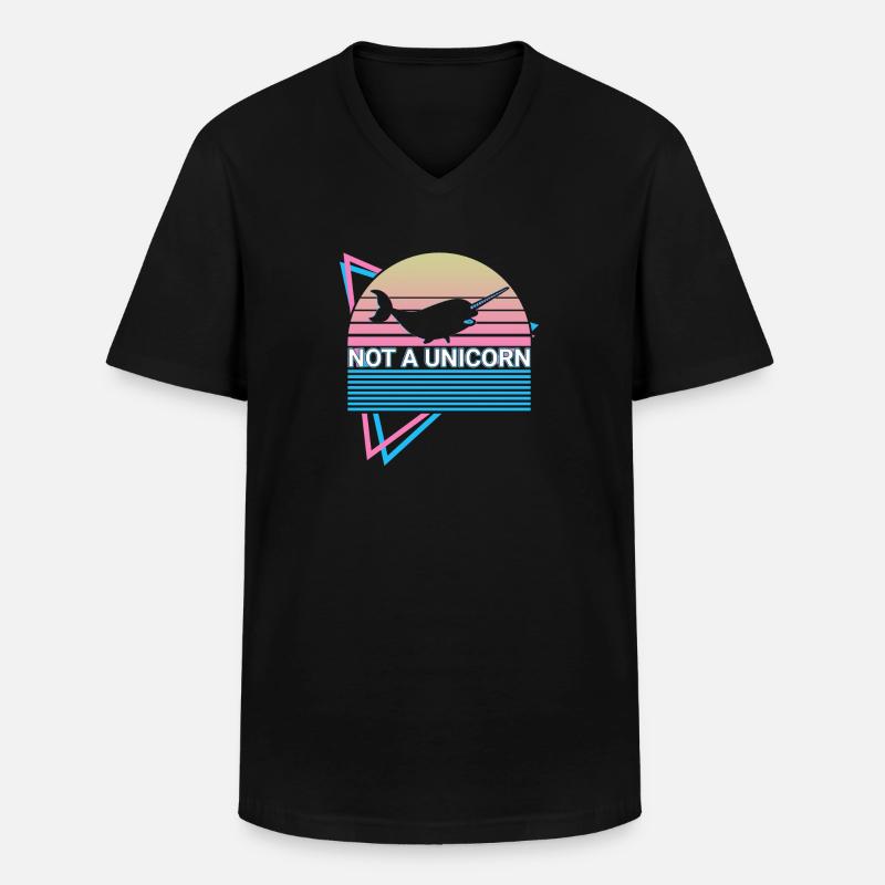Narwal Retro - Männer-T-Shirt mit V-Ausschnitt - Schwarz