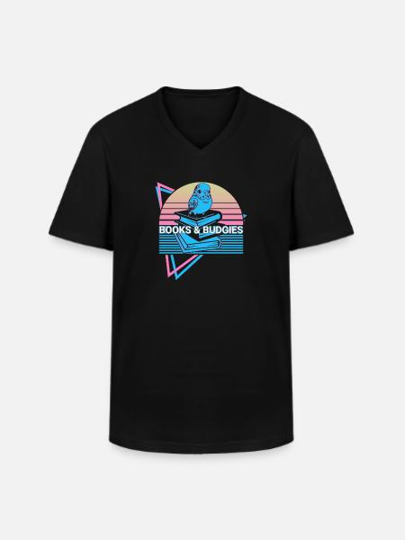 Budgie Parakeet Retro - Men's V-Neck T-Shirt - black