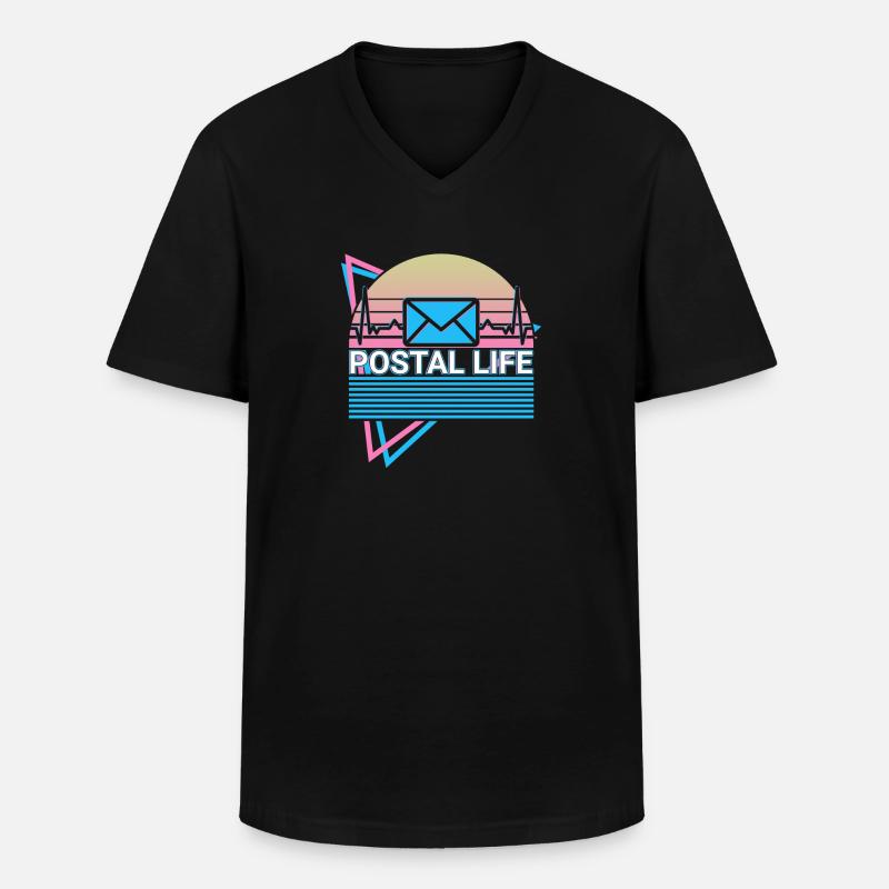 Postleben Postbeamter Retro - Männer-T-Shirt mit V-Ausschnitt - Schwarz