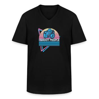 Kamera Fotografie Fotograf Retro - Männer-T-Shirt mit V-Ausschnitt - Schwarz - Vorne - AI Model Male 178 dark (178cm)