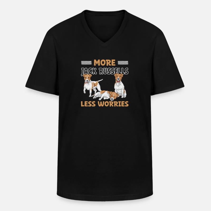 Jack Russell Terrier - Männer-T-Shirt mit V-Ausschnitt - Schwarz
