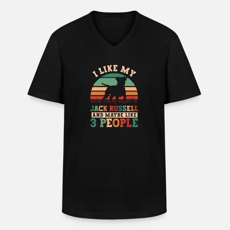 Jack Russell Terrier - Männer-T-Shirt mit V-Ausschnitt - Schwarz