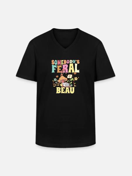 Somebody's Feral Beau Opossum Boyfriend - Men's V-Neck T-Shirt - black